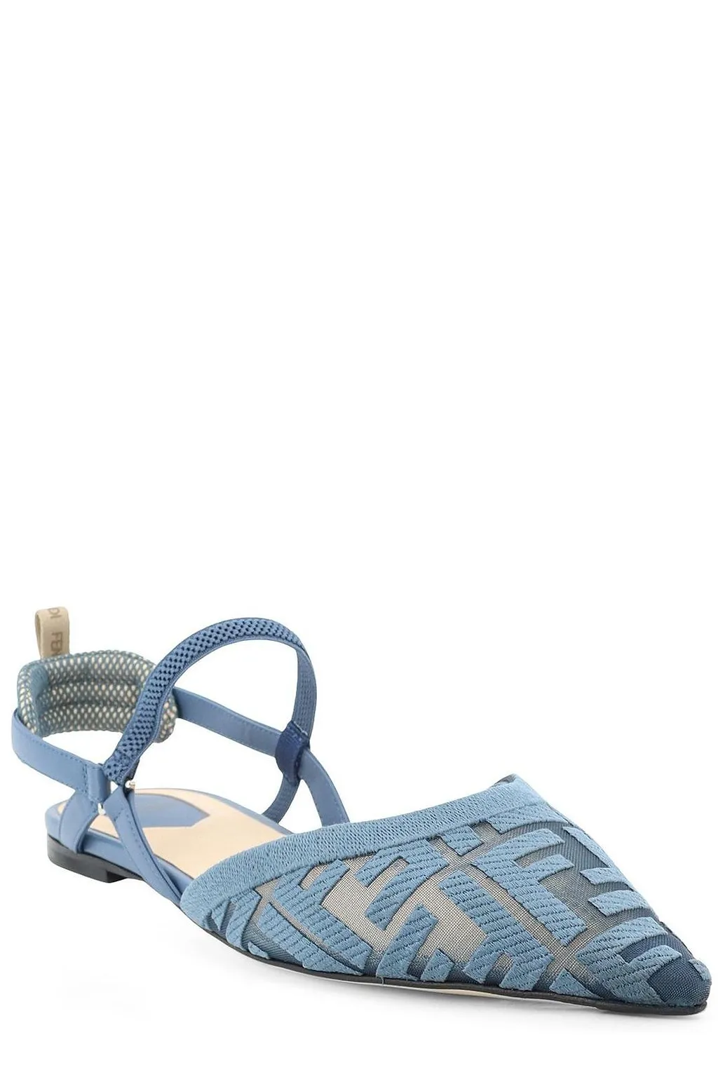 Fendi Mesh Logo Strap Flat Shoes