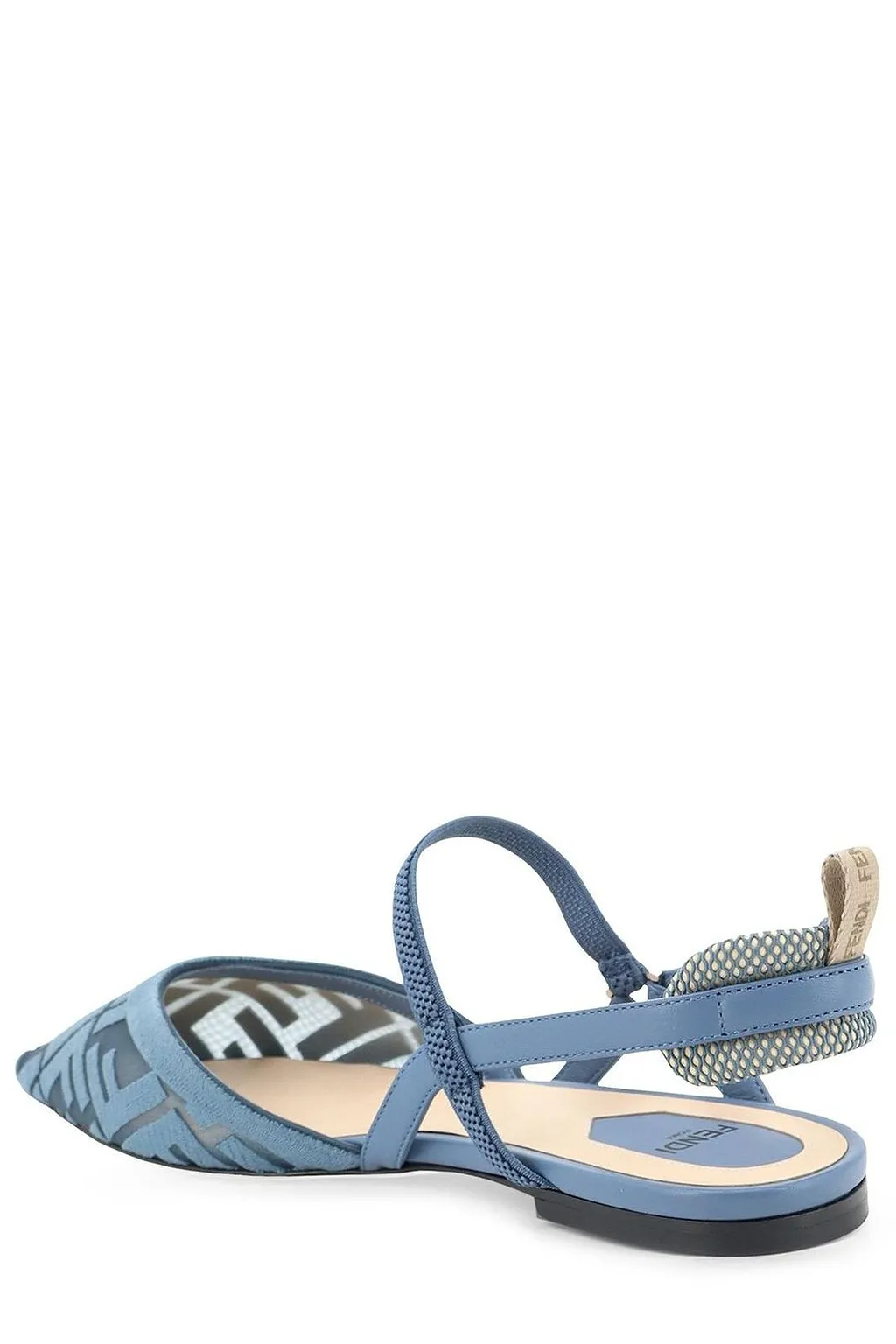 Fendi Mesh Logo Strap Flat Shoes