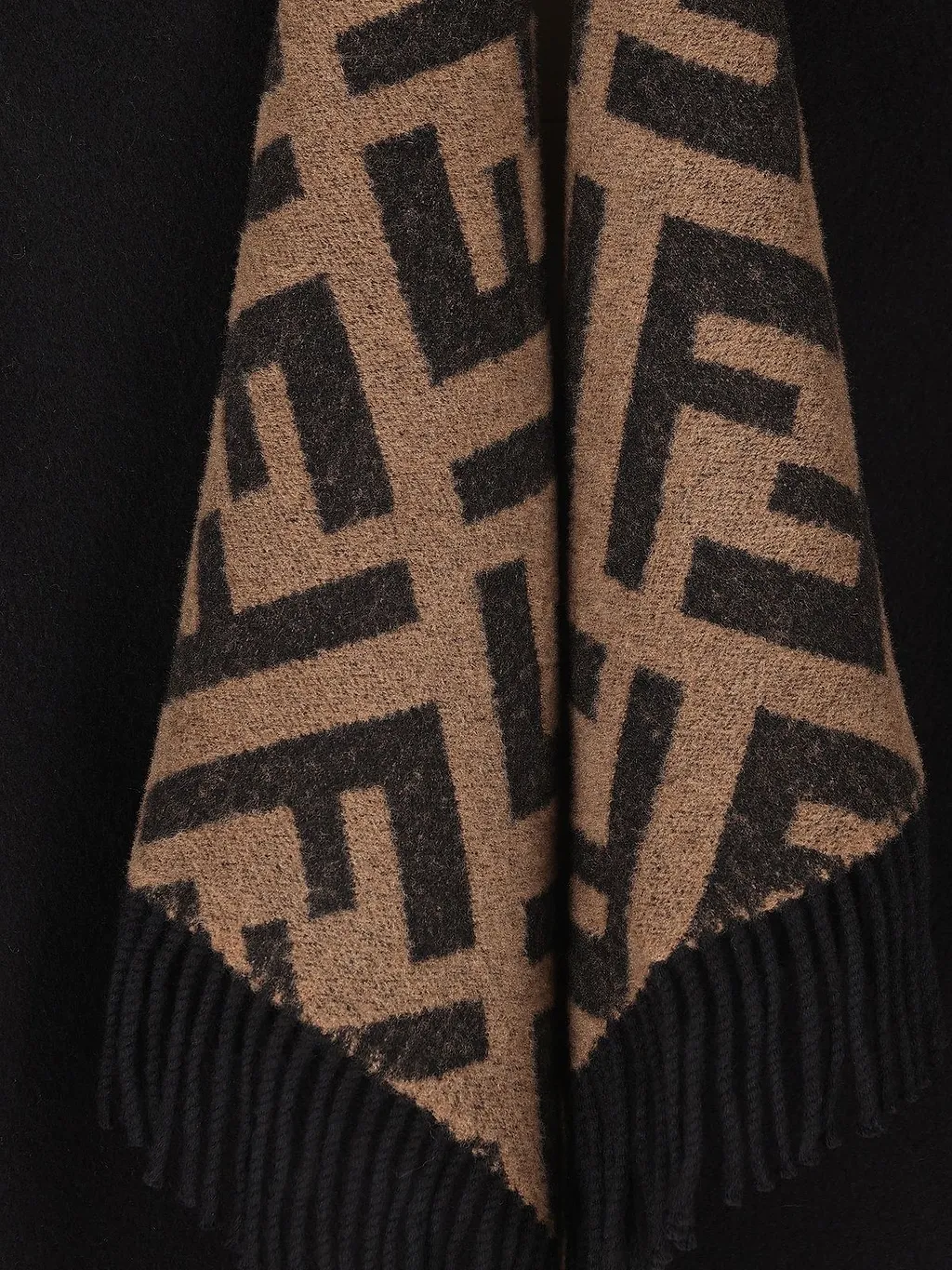 Fendi Monogram Fringed Reversible Poncho