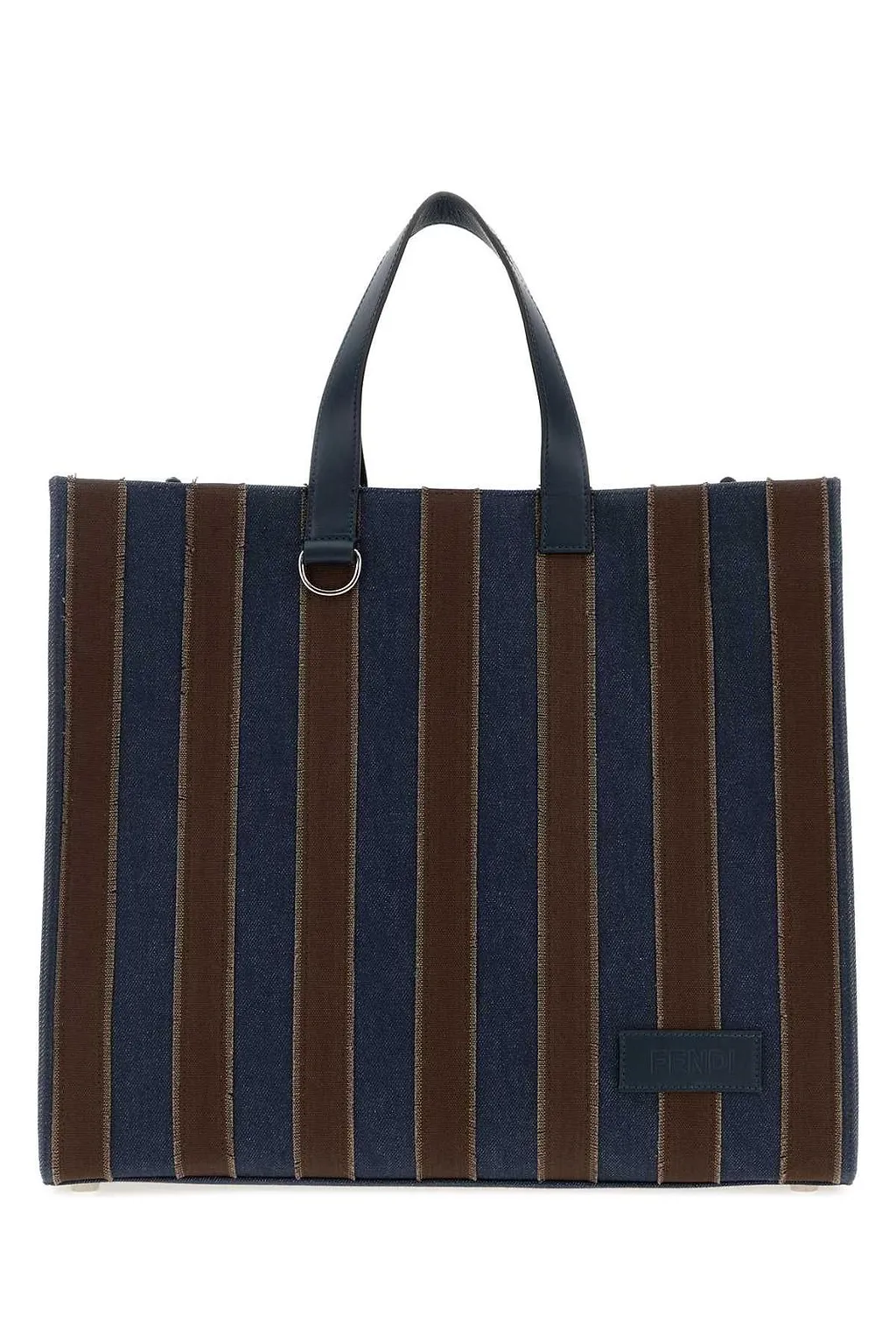 Fendi Pequin Striped Denim Tote Bag
