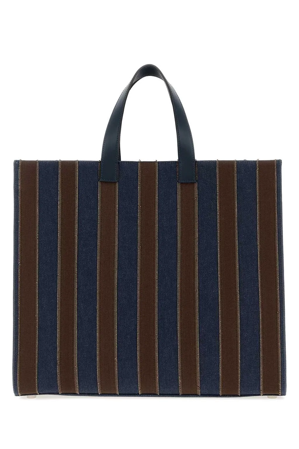 Fendi Pequin Striped Denim Tote Bag