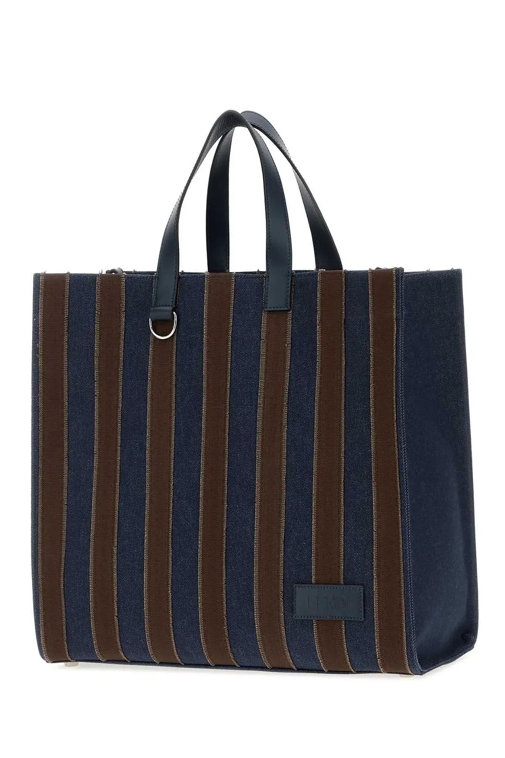Fendi Pequin Striped Denim Tote Bag