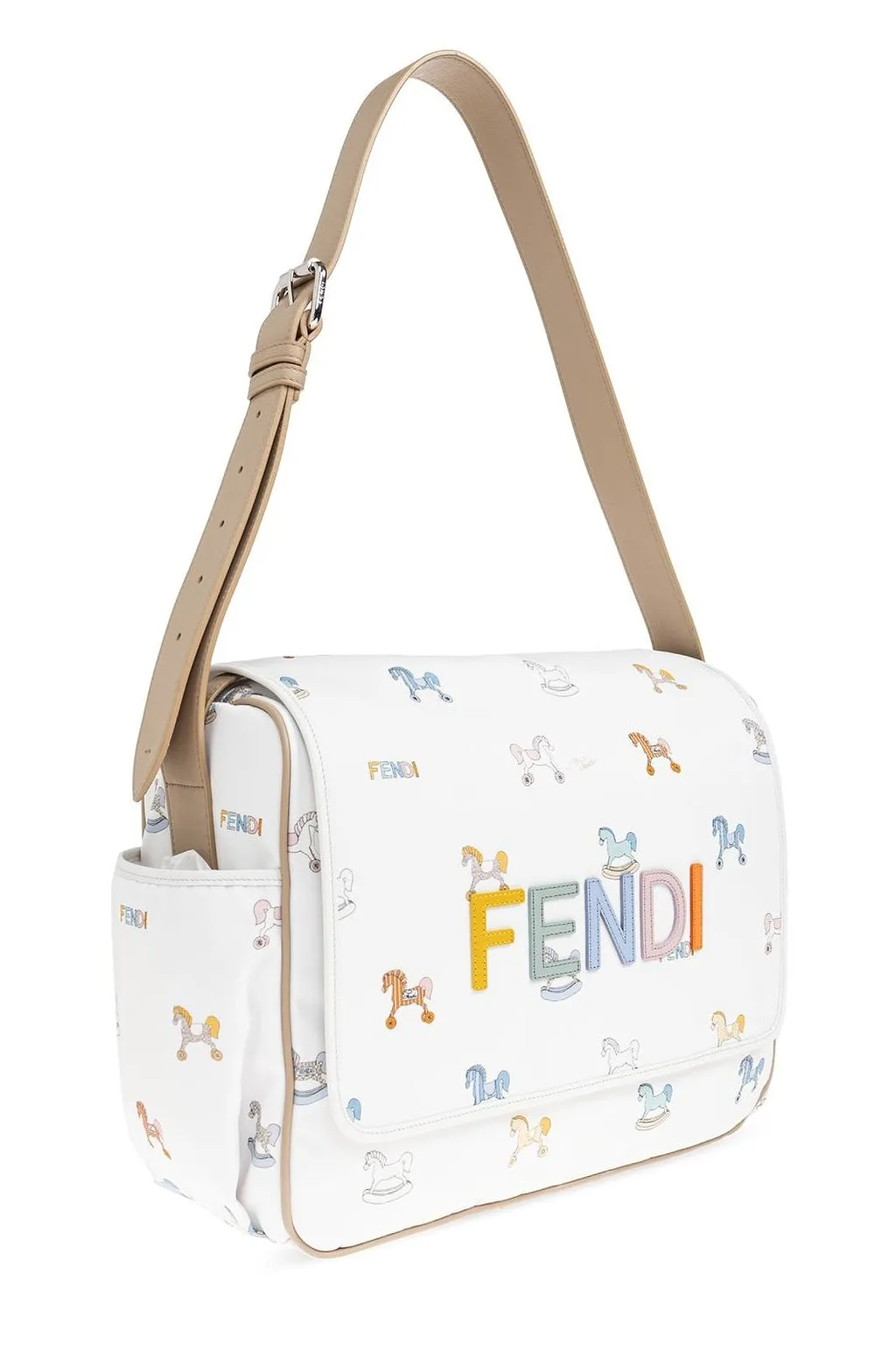 Fendi Kids Logo Embroidered Shoulder Bag