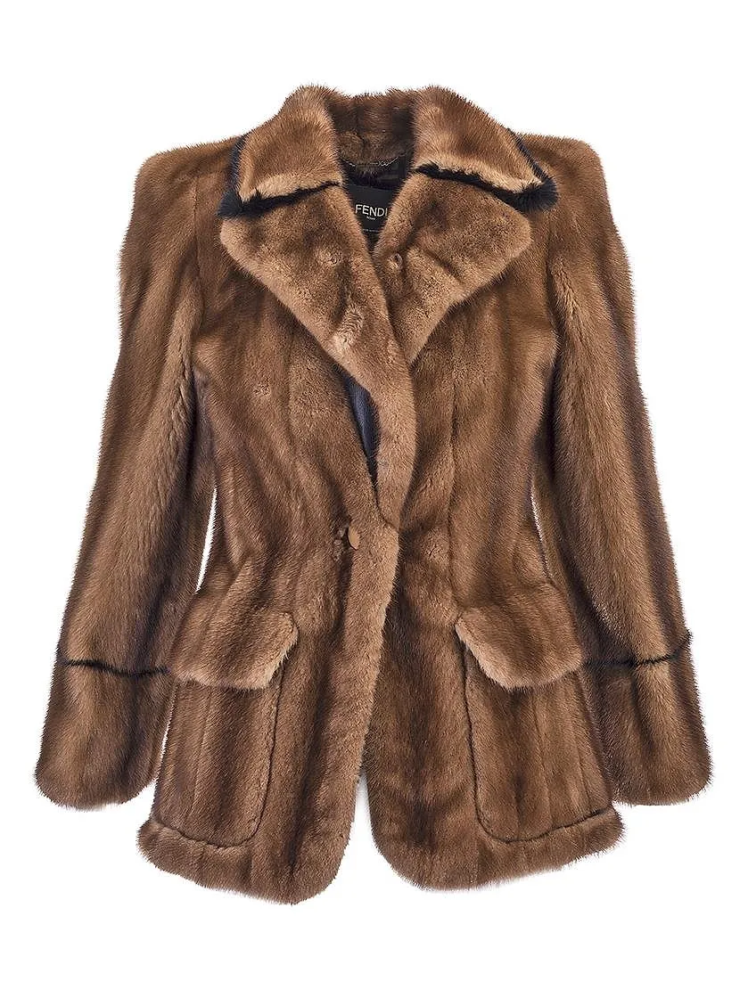 Fendi Single Breasted Fur Jacket