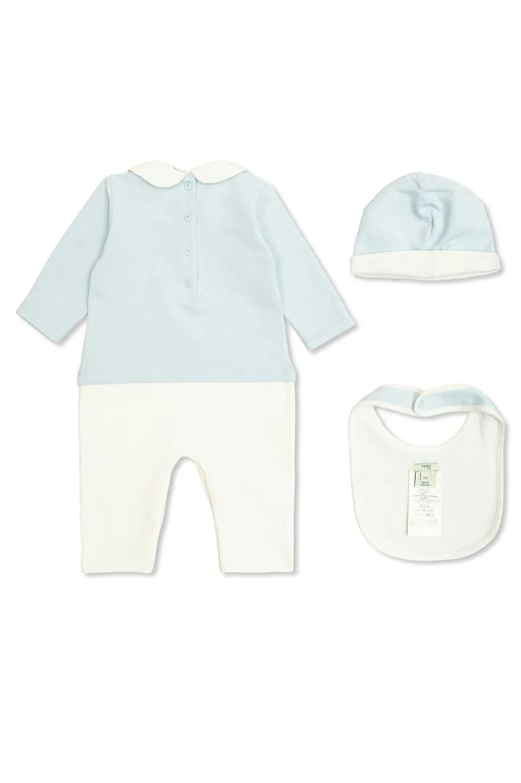Fendi Kids Printed Sleepsuit Hat And Bib Set