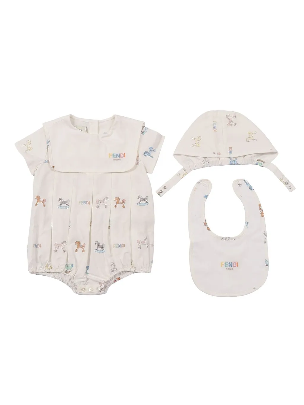 Fendi Kids Printed Snap-Button Babygrow Set