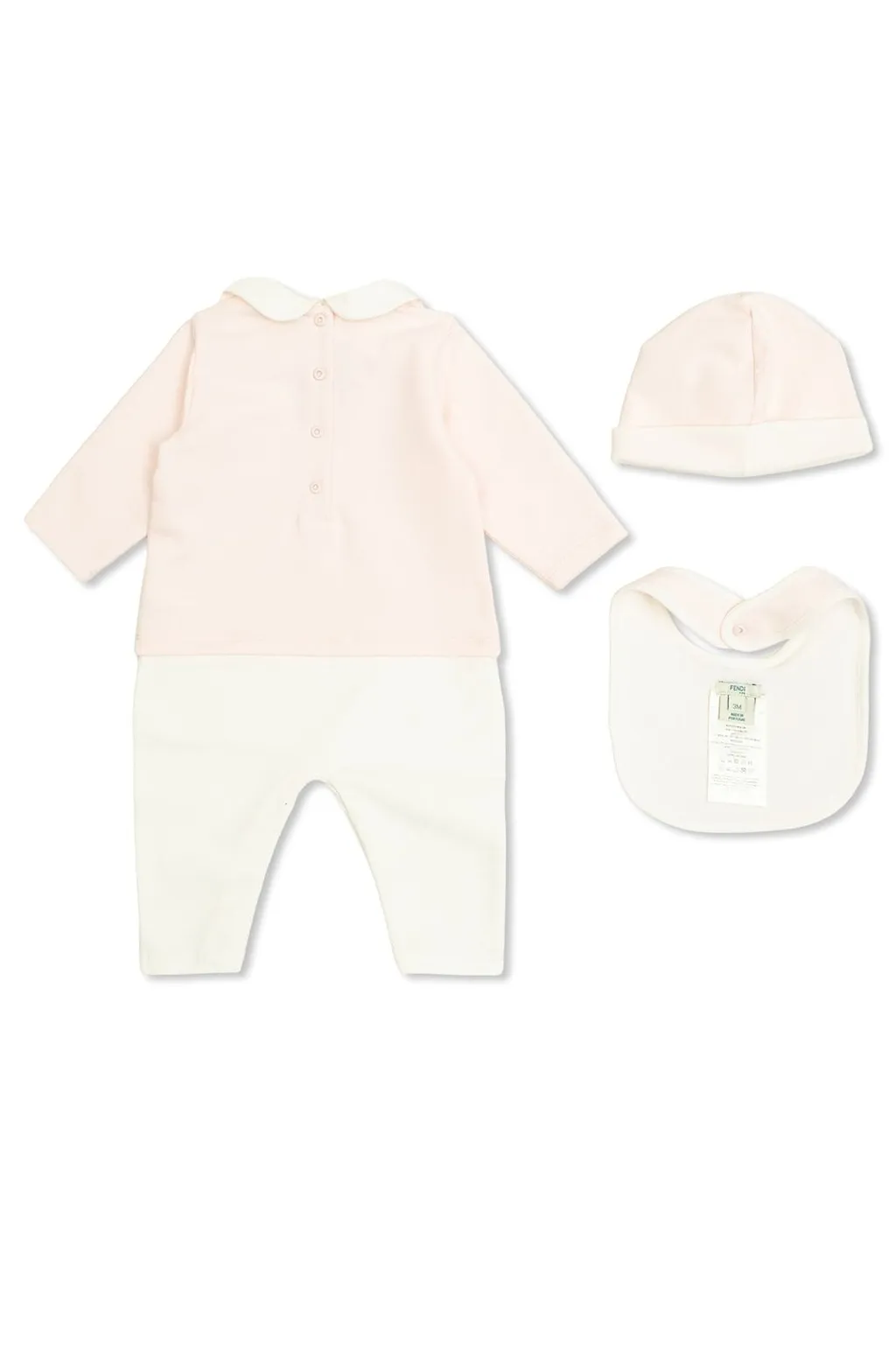Fendi Kids Printed Sleepsuit Hat And Bib Set