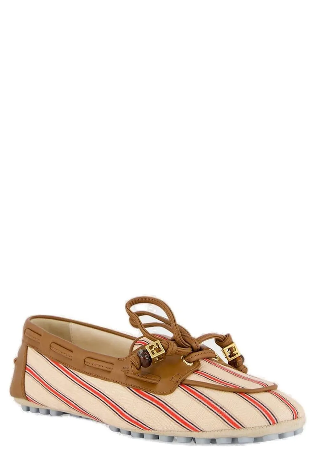 Fendi Striped Lace-Up Flat Shoes