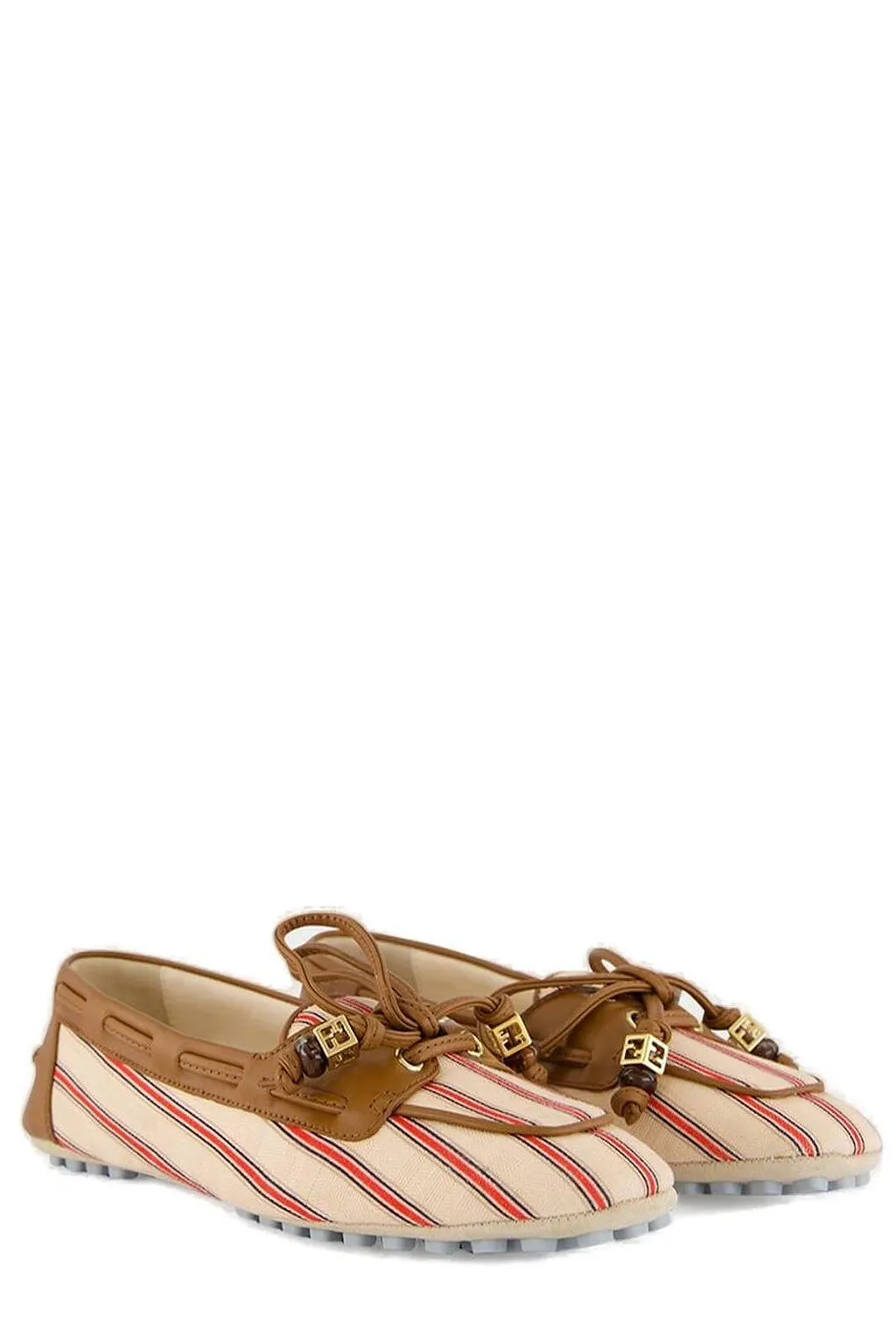 Fendi Striped Lace-Up Flat Shoes