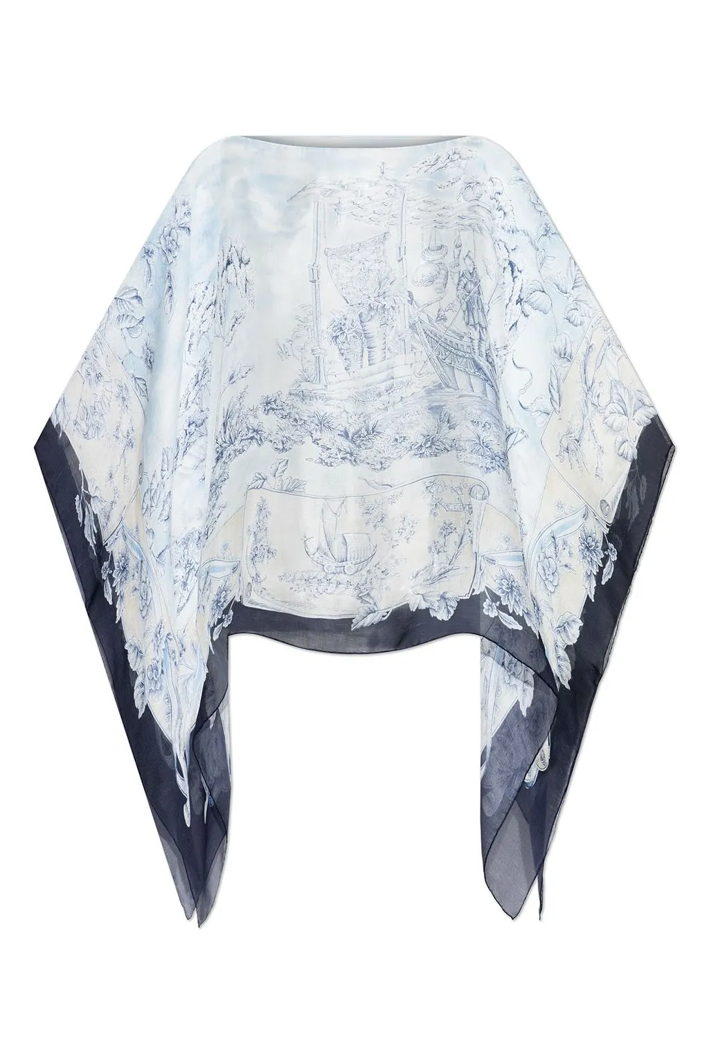 Printed Sheer Poncho