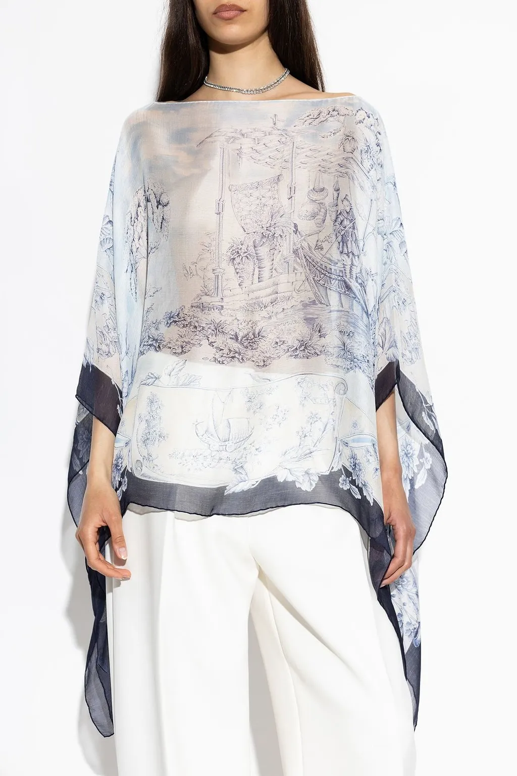 Printed Sheer Poncho