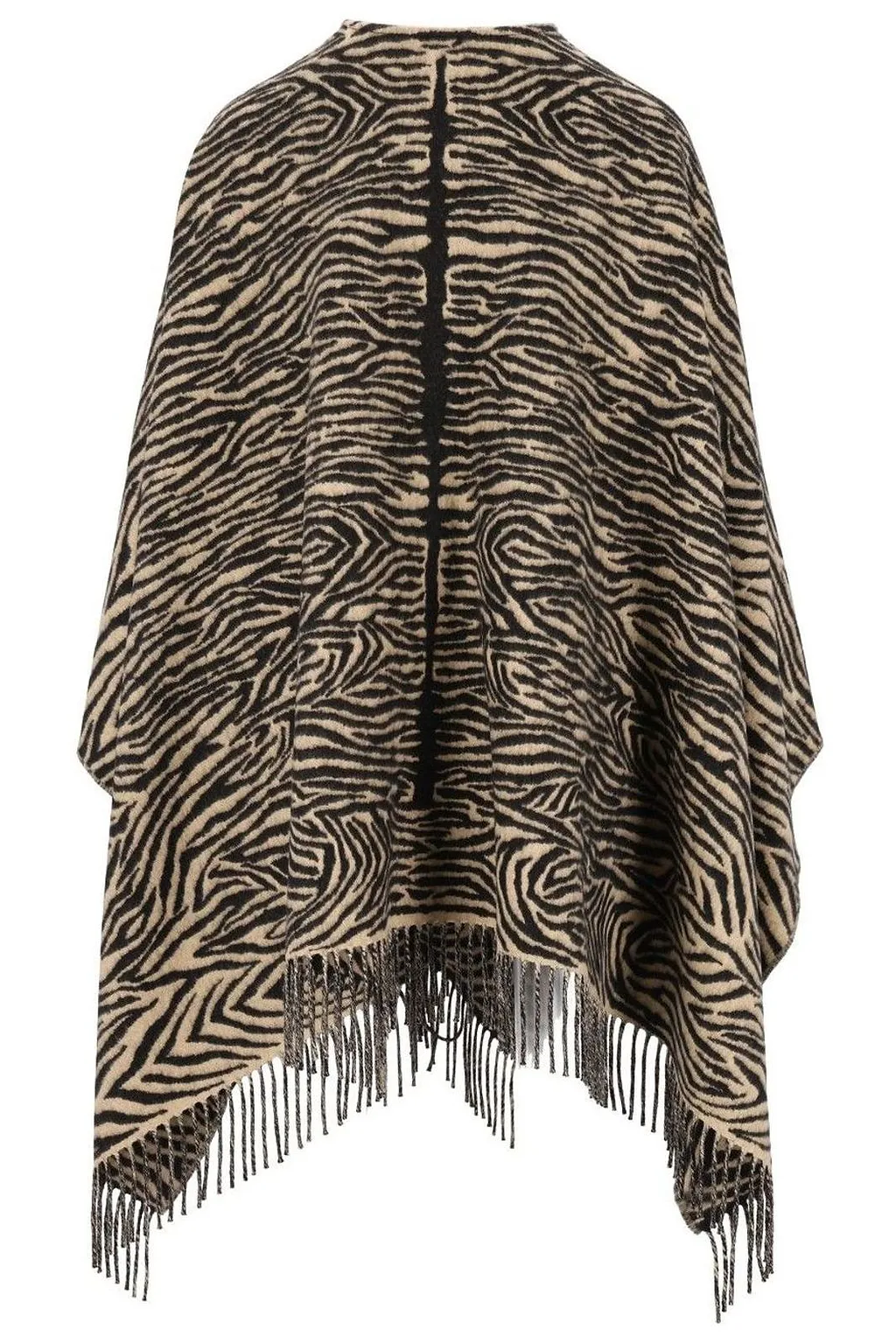 Fendi Tiger Printed Fringed Poncho