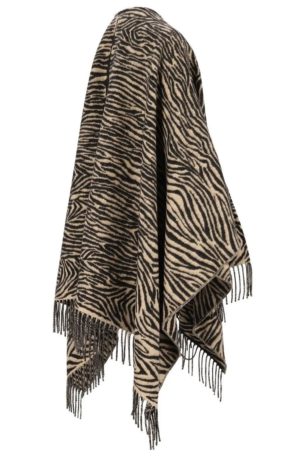 Fendi Tiger Printed Fringed Poncho