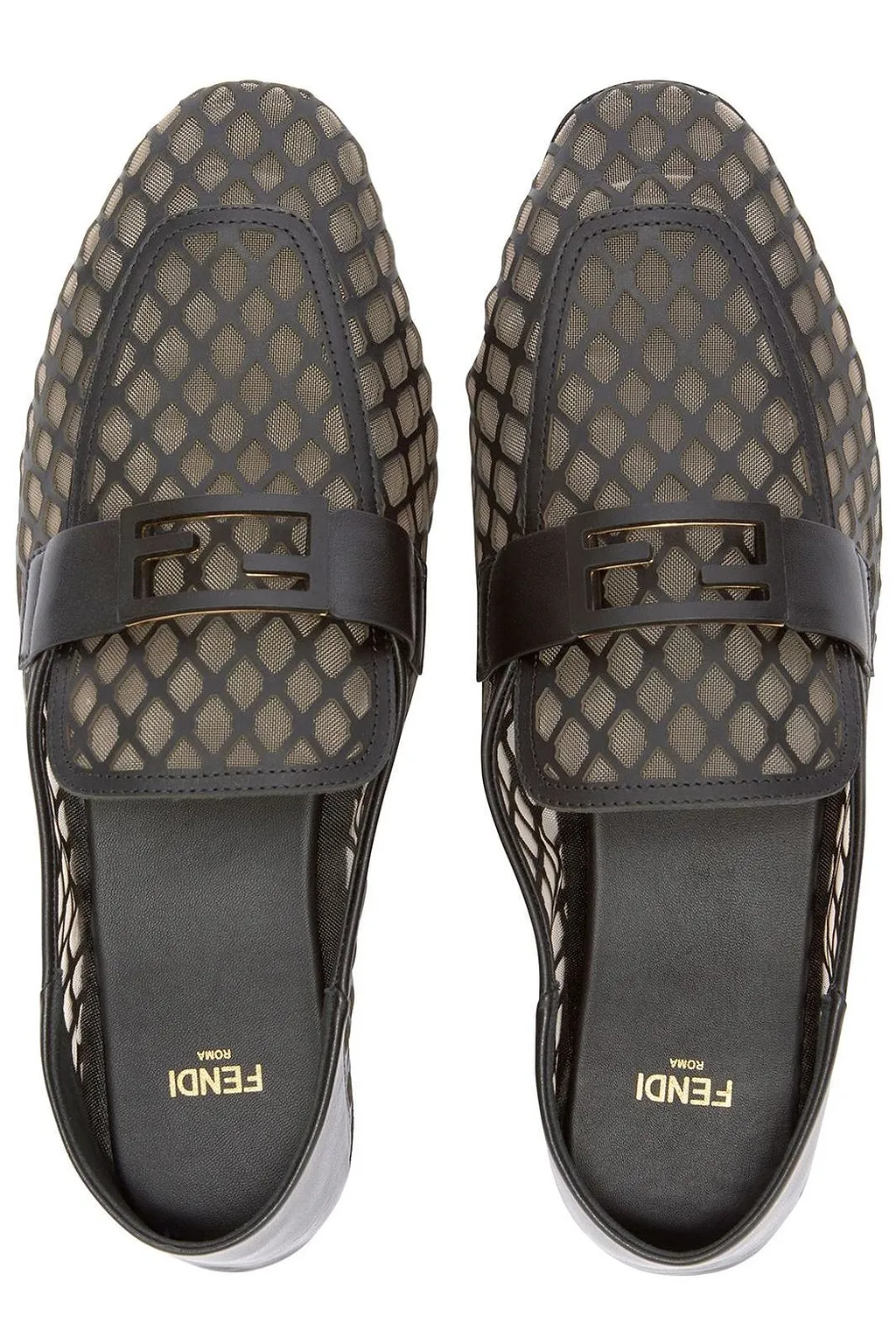 Fendi Tube Logo Flat Mules