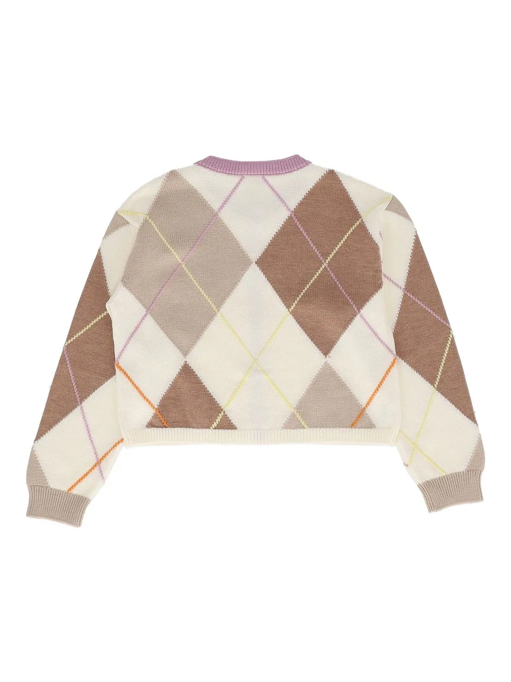 Fendi Kids V-Neck Argyle Knit Cardigan