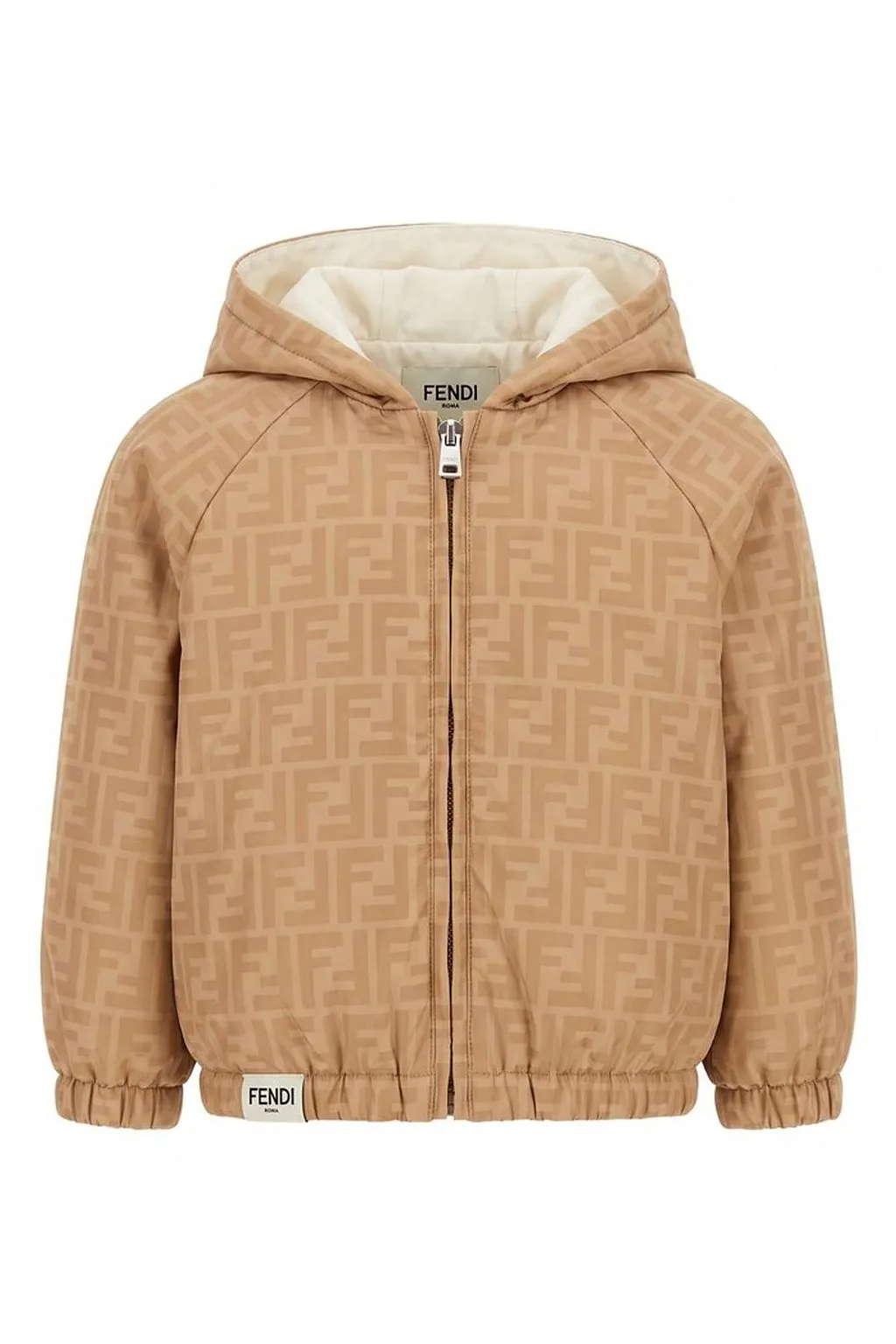 Fendi Kids Tone-On-Tone Logo Jacquard Windbreaker Jacket