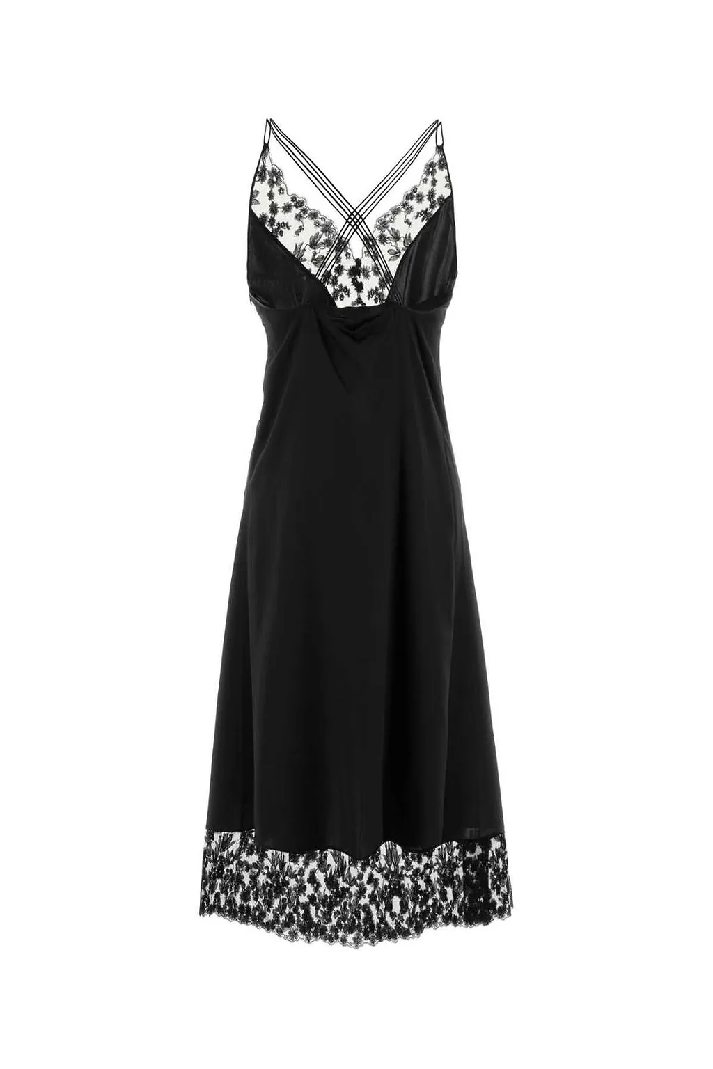 Fendi Lace Detailed V-Neck Midi Dress