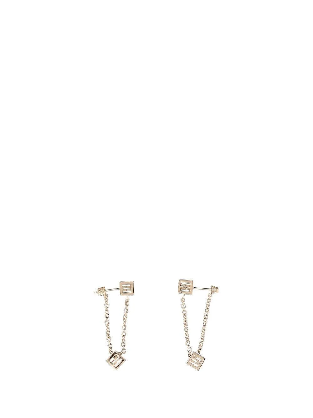 Fendi Logo Cube Chain Drop Earrings