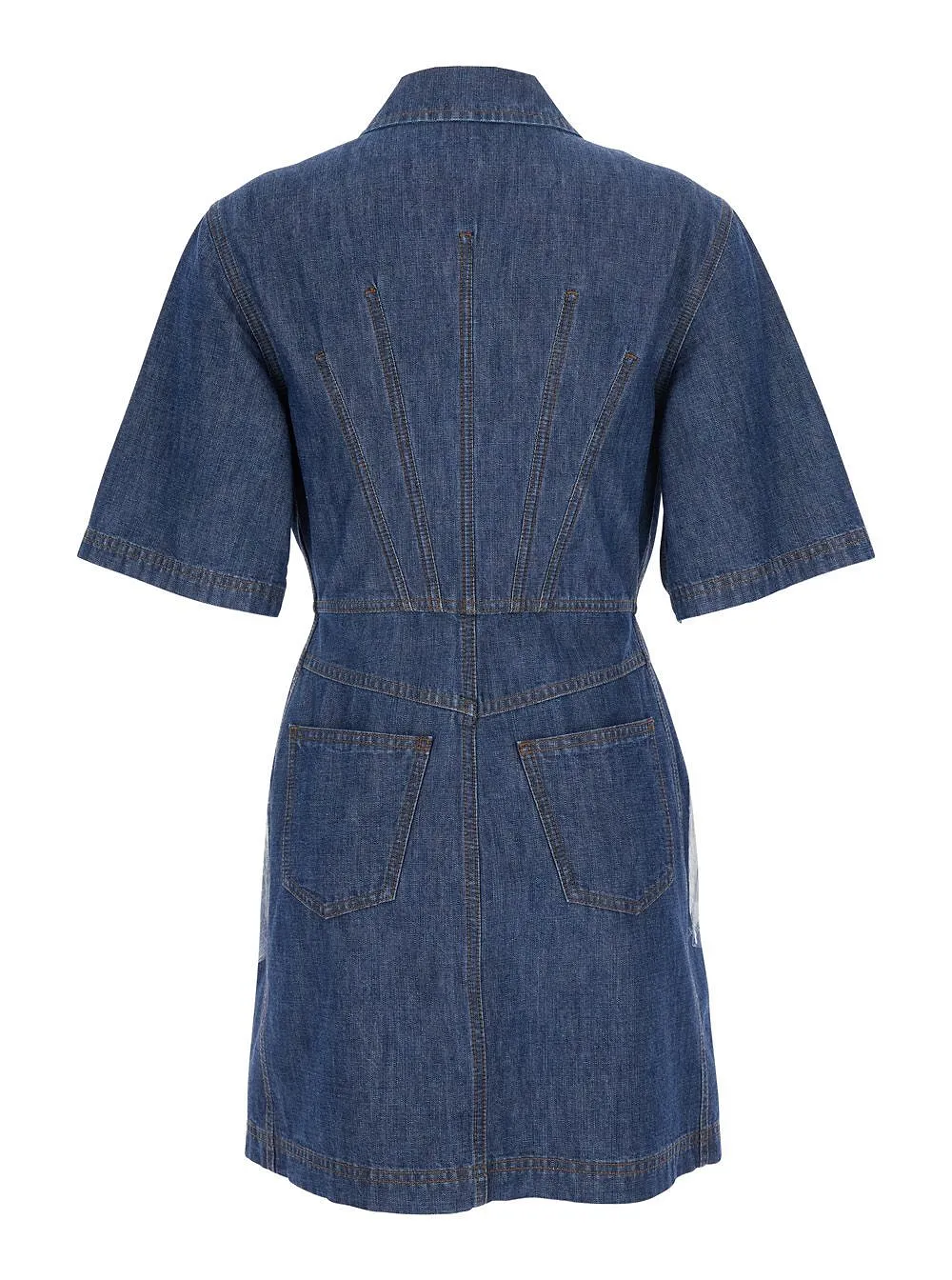 Fendi Logo Detailed Denim Chambray Dress