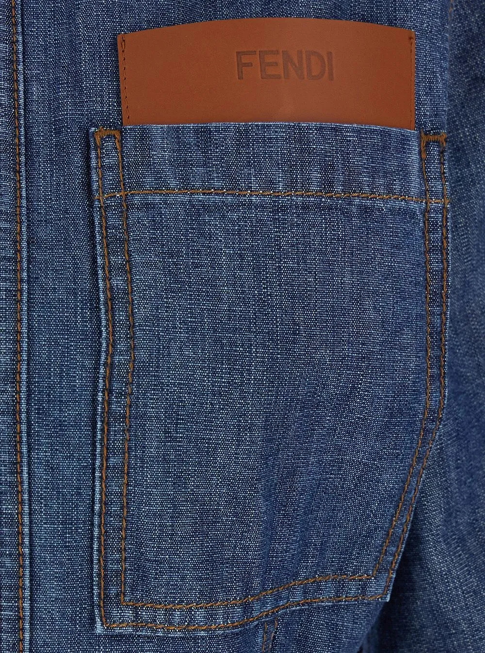 Fendi Logo Detailed Denim Chambray Dress