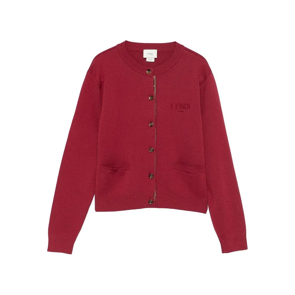Fendi Logo Embroidered Button-Up Cardigan