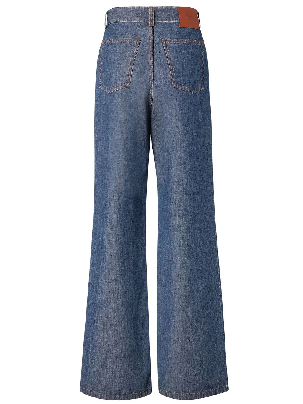 Fendi Logo Patch Wide-Leg Long Jeans