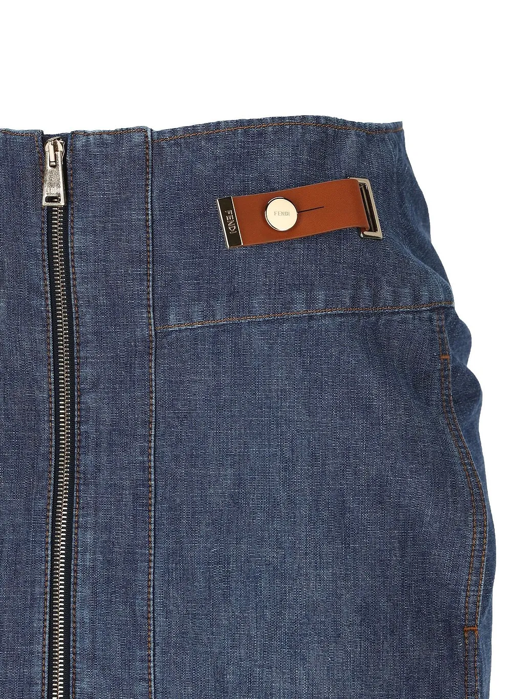 Fendi Zip Detailed Jeans Skirt