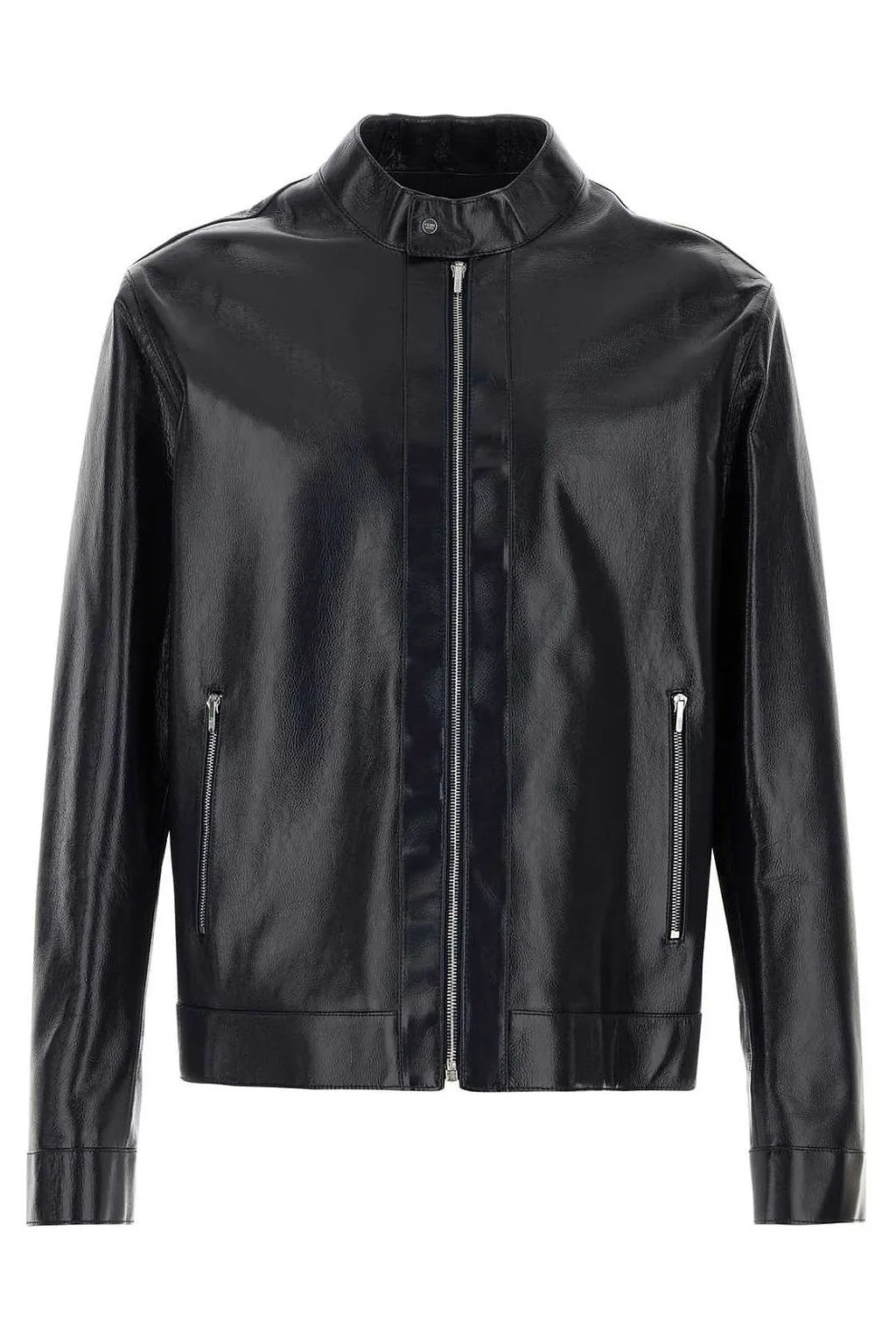 Fendi Zip-Up Leather Biker Jacket