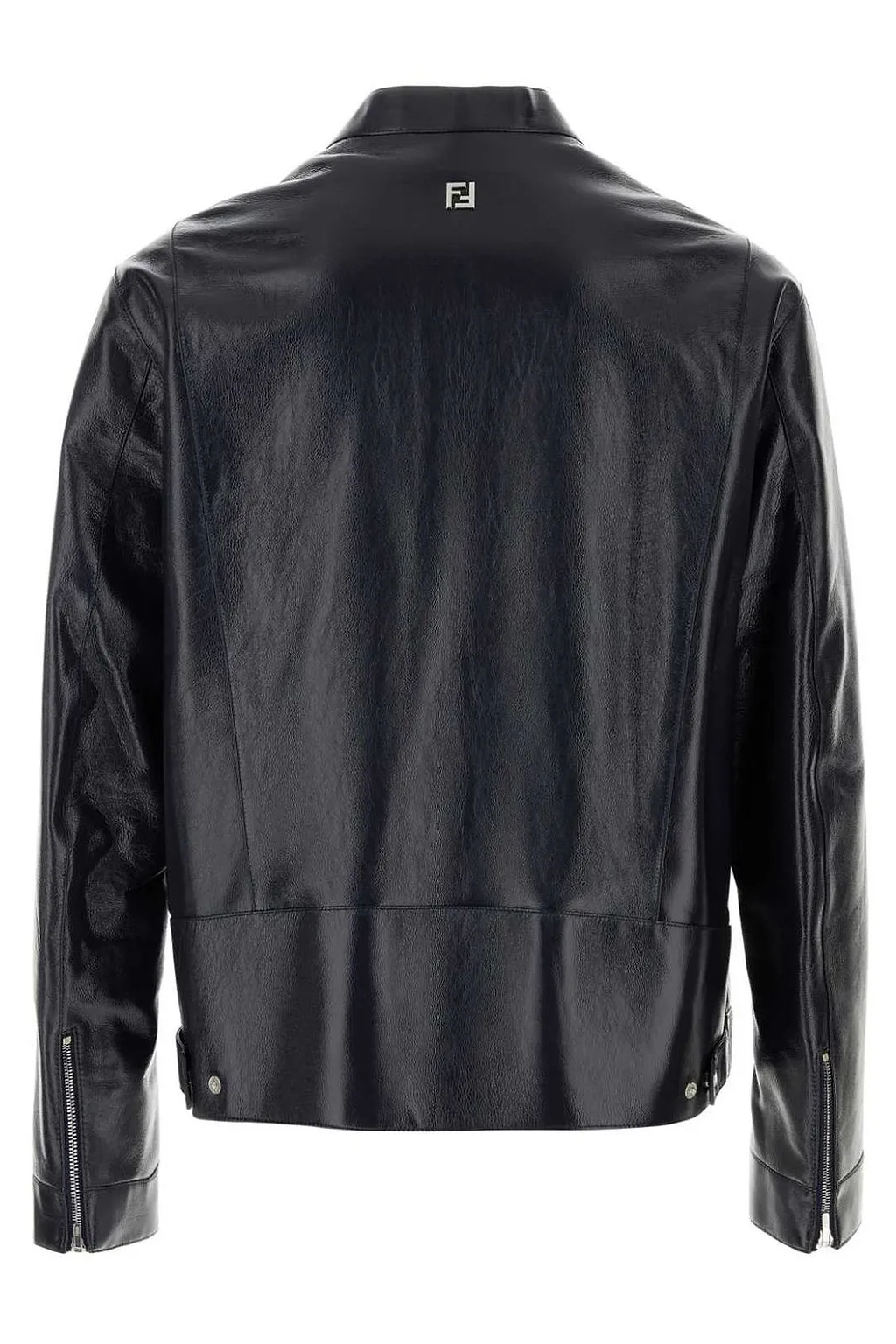Fendi Zip-Up Leather Biker Jacket