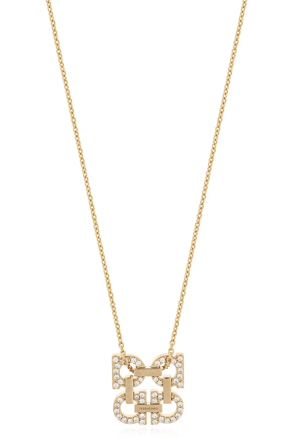 Ferragamo Crystal Embellished Four Gancini Pendant Necklace