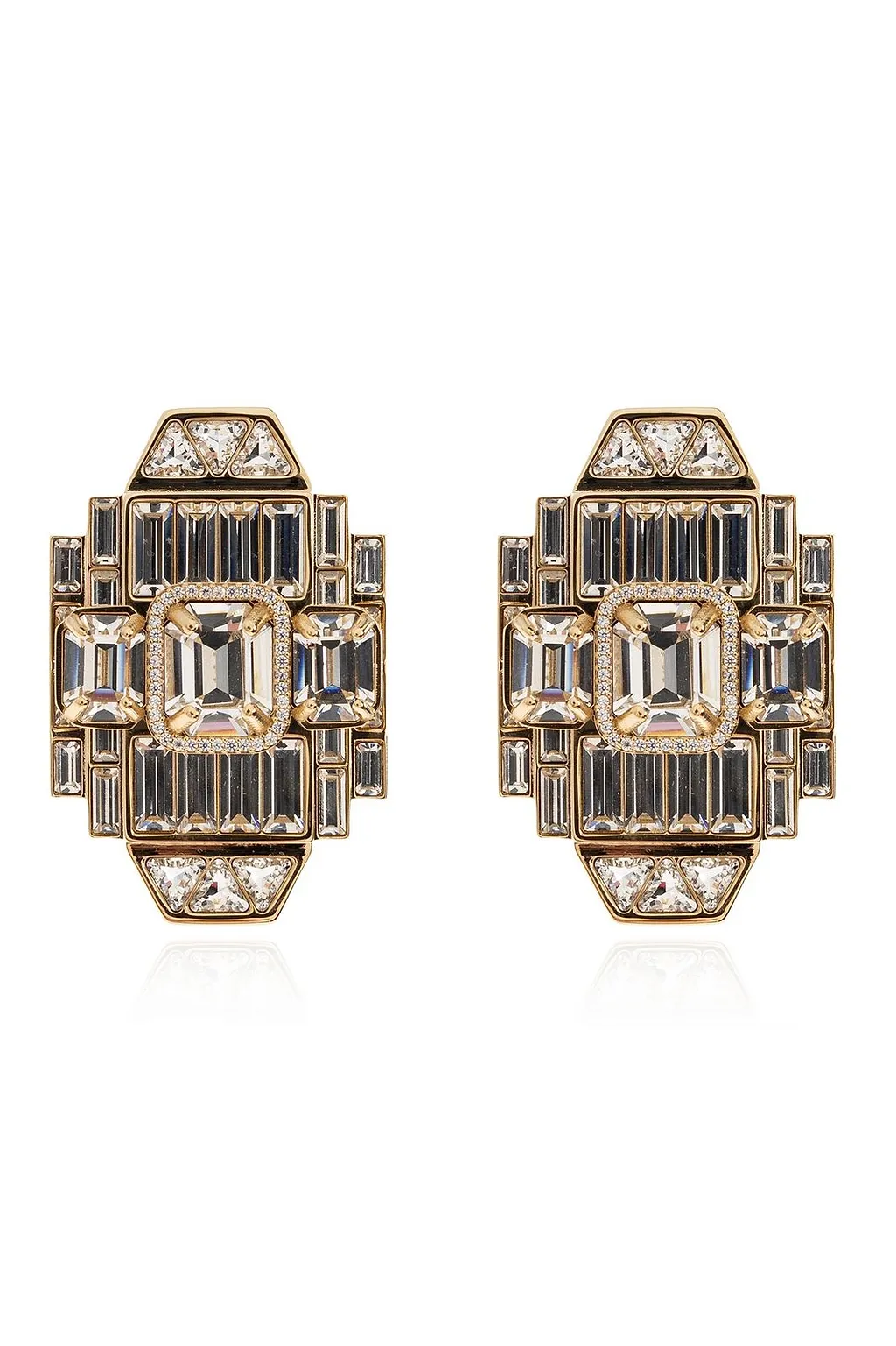 Geometric Crystal Clip-On Earrings