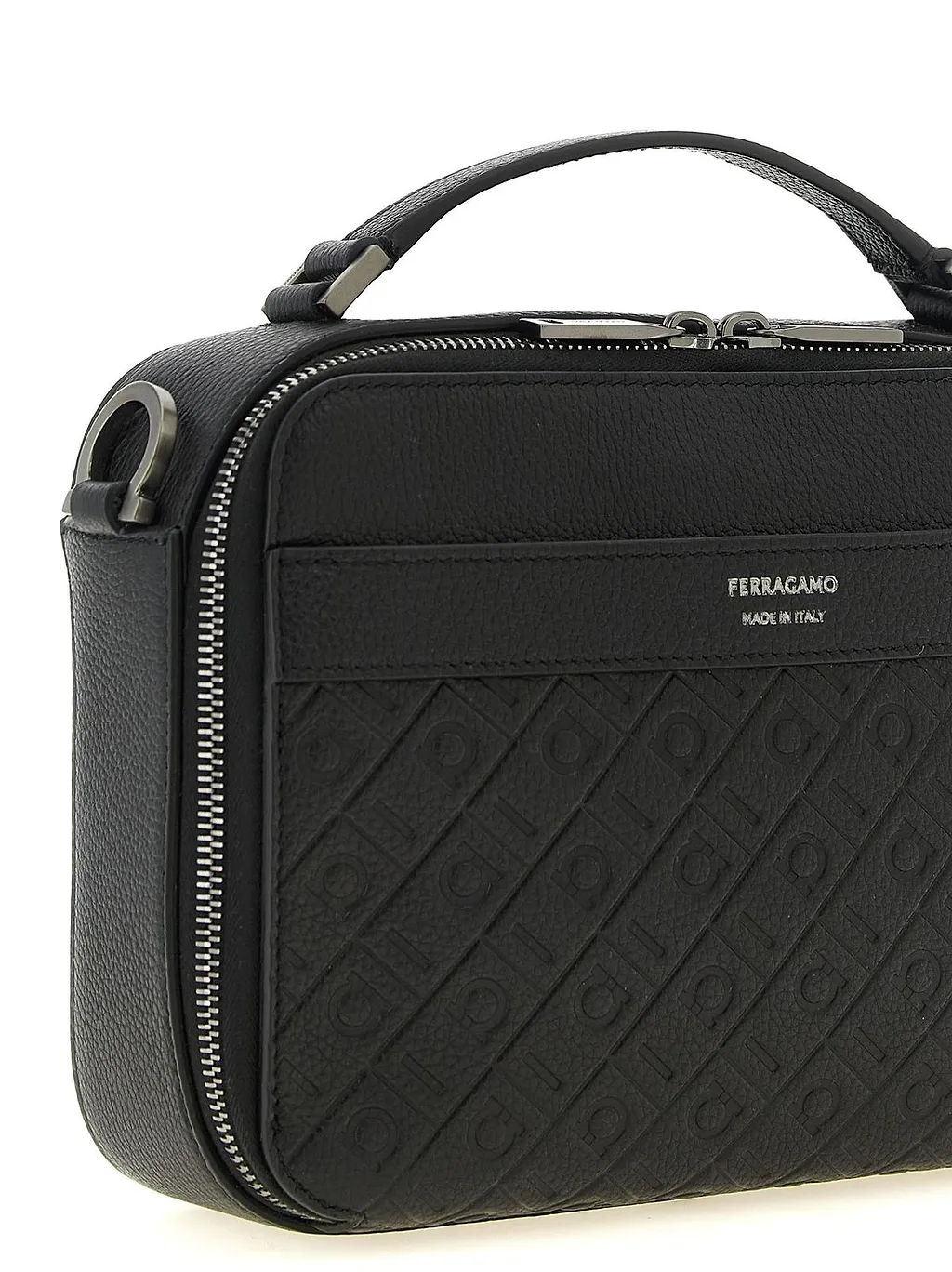 Ferragamo Monogram Embossed Messenger Bag