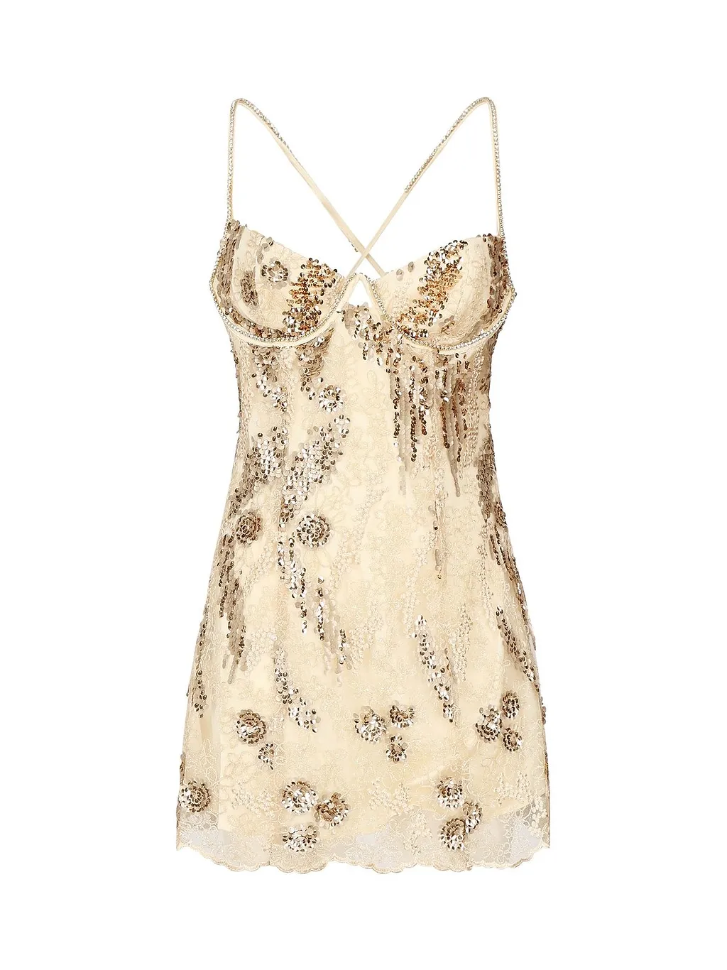 Sequined Lace Mini Dress
