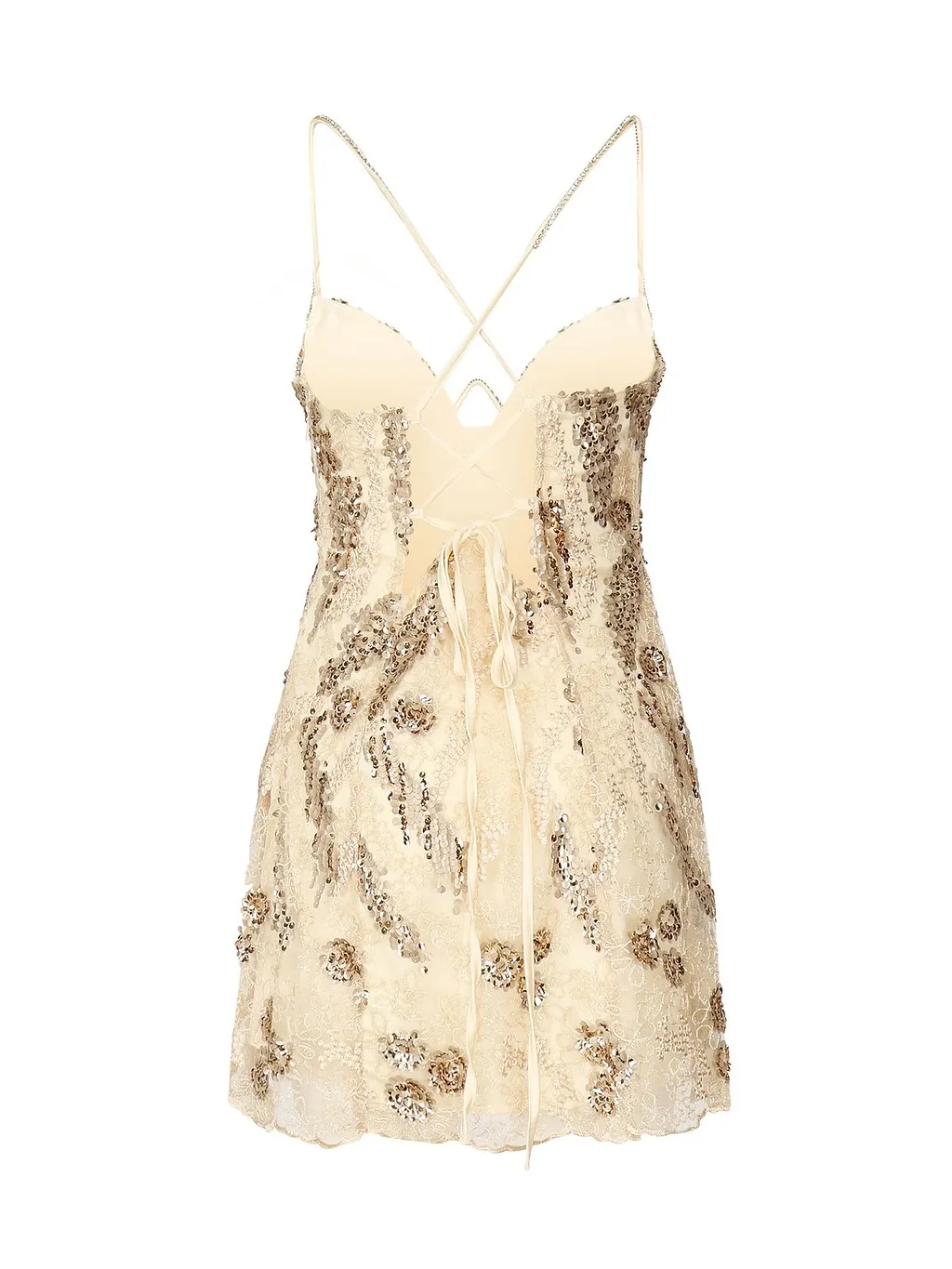 Sequined Lace Mini Dress