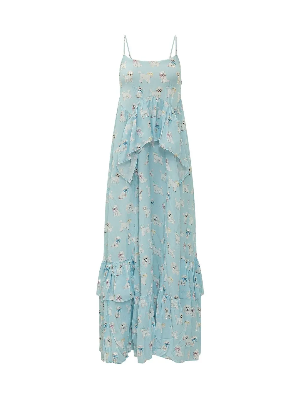 Fiorucci Poodle Print Ruffled Maxi Dress