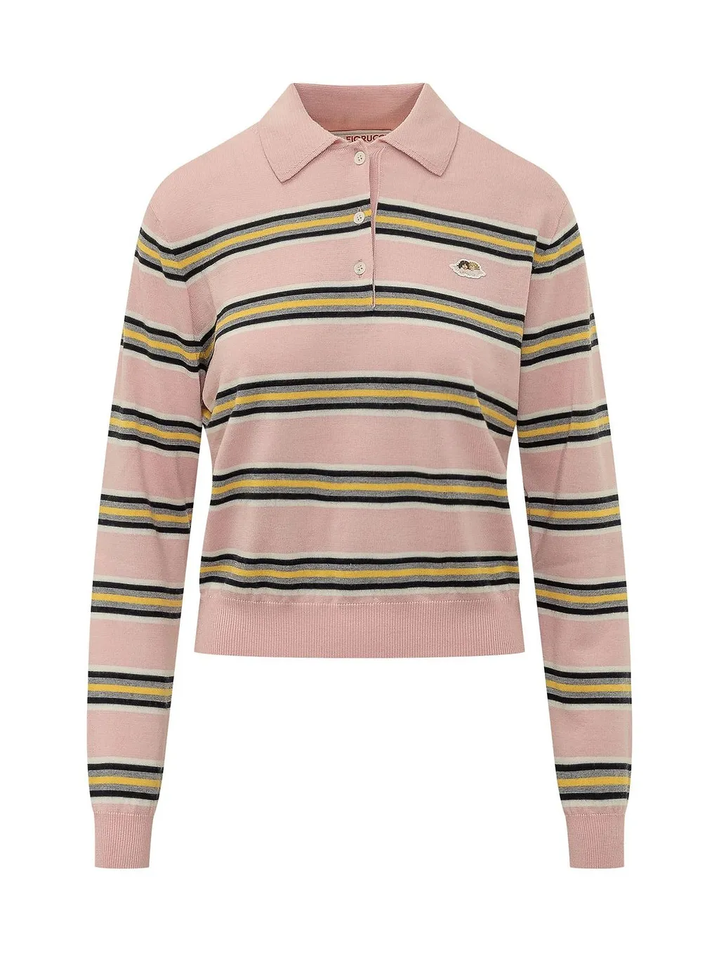 Fiorucci Striped Angel Patch Polo Top