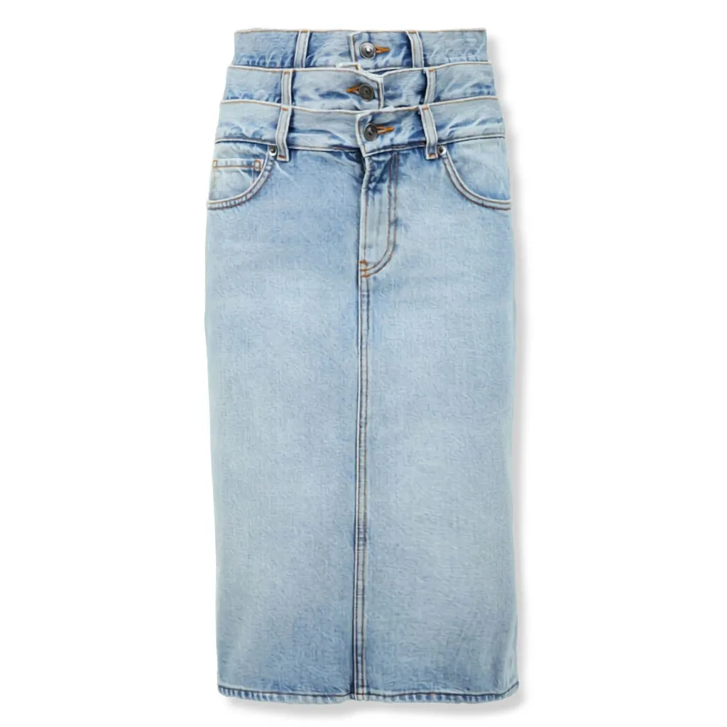 Fiorucci Triple Waist Denim Midi Skirt