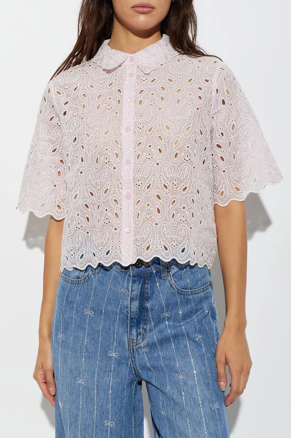 Frame Broderie Short-Sleeve Shirt