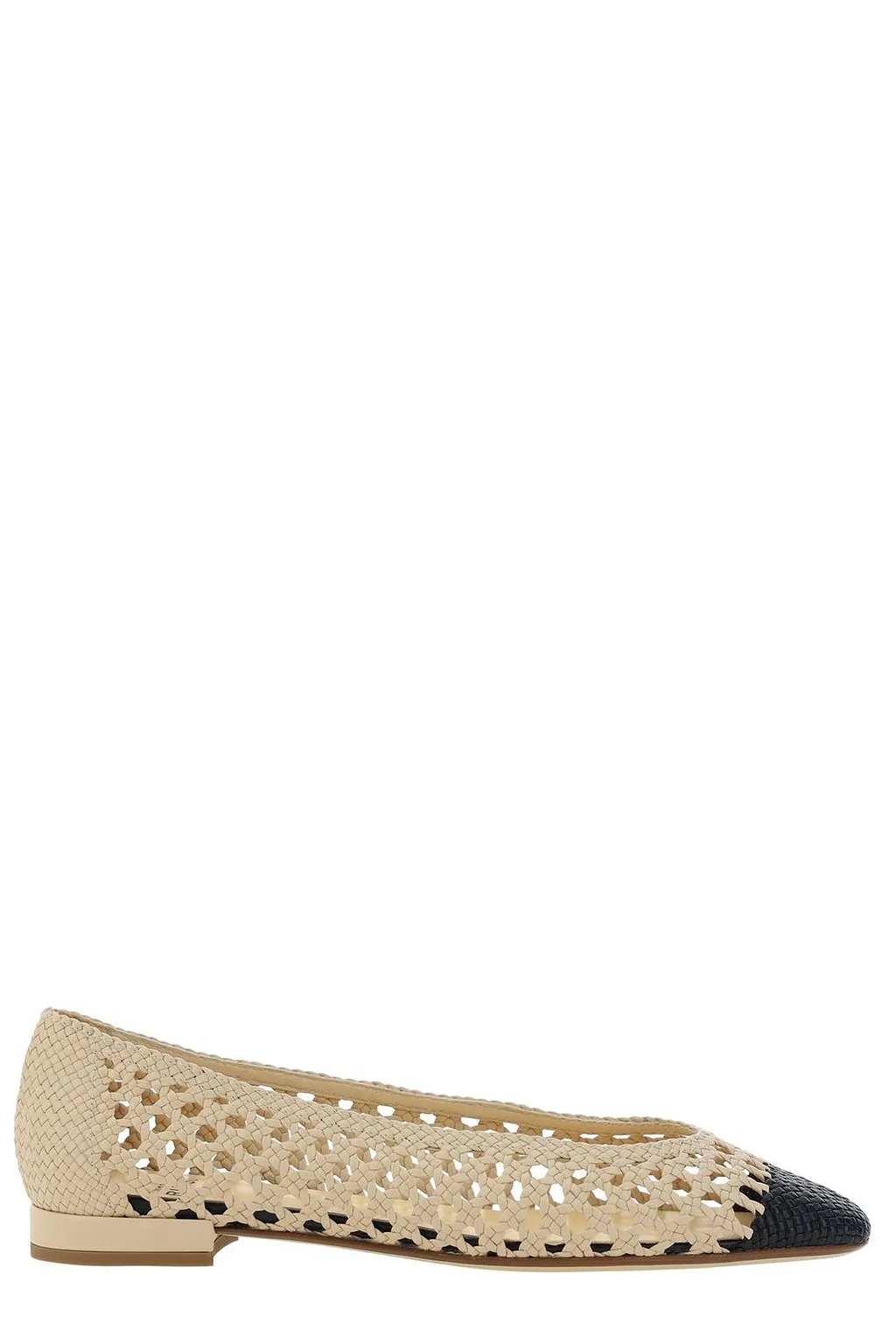 Francesco Russo Cut-Out Derailed Contrasted-Toe Ballerinas