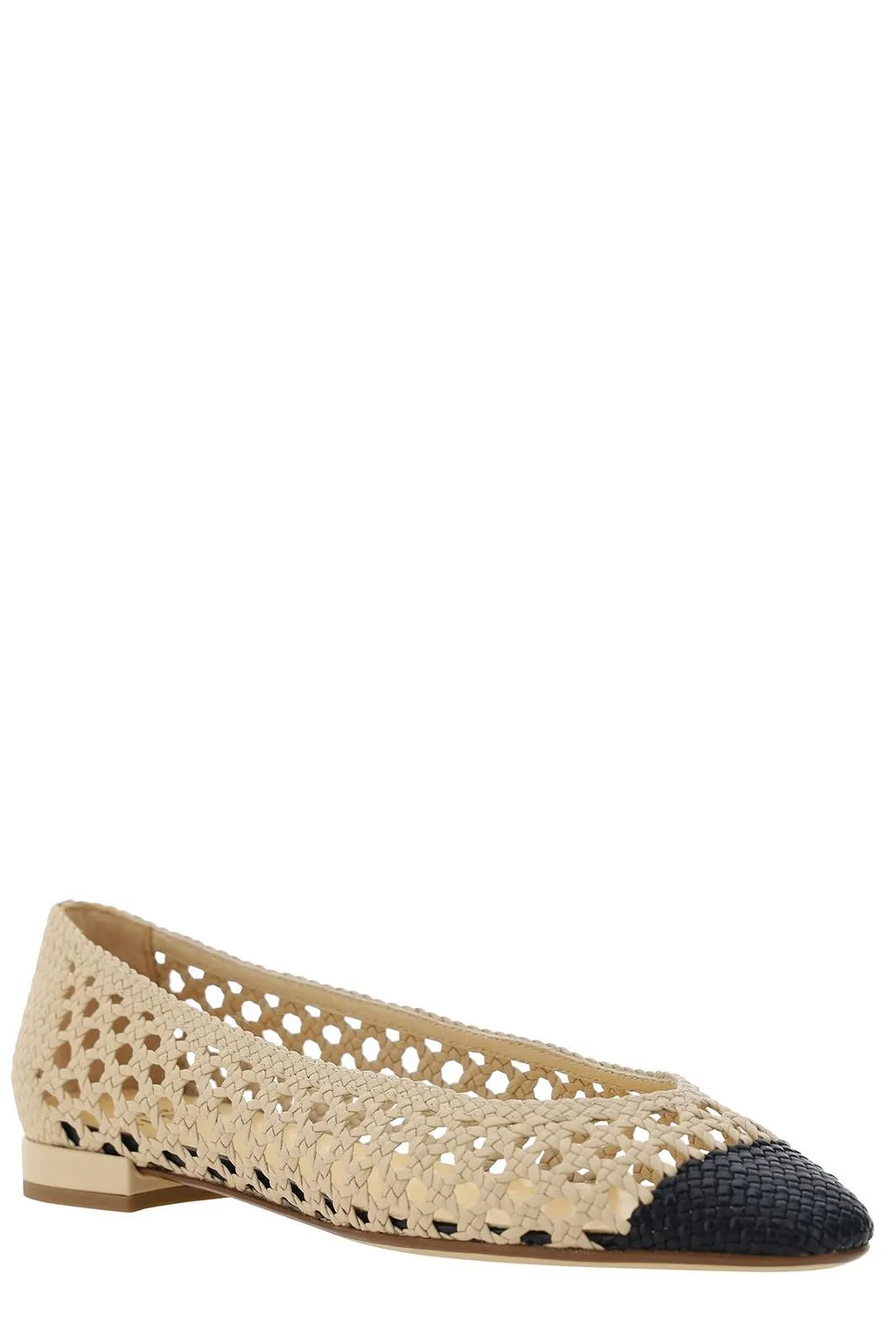 Francesco Russo Cut-Out Derailed Contrasted-Toe Ballerinas
