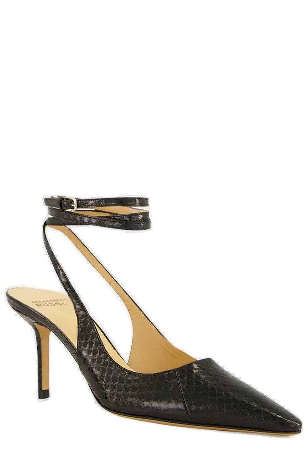 Francesco Russo Embossed Ankle Strap Pumps