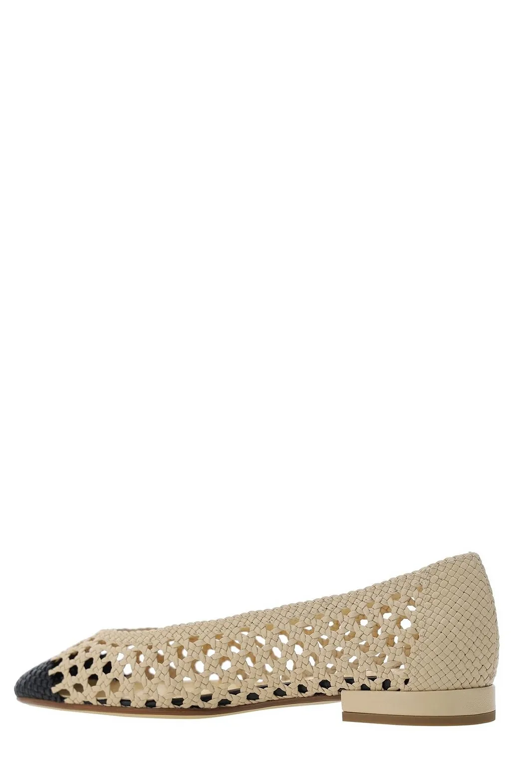 Francesco Russo Cut-Out Derailed Contrasted-Toe Ballerinas