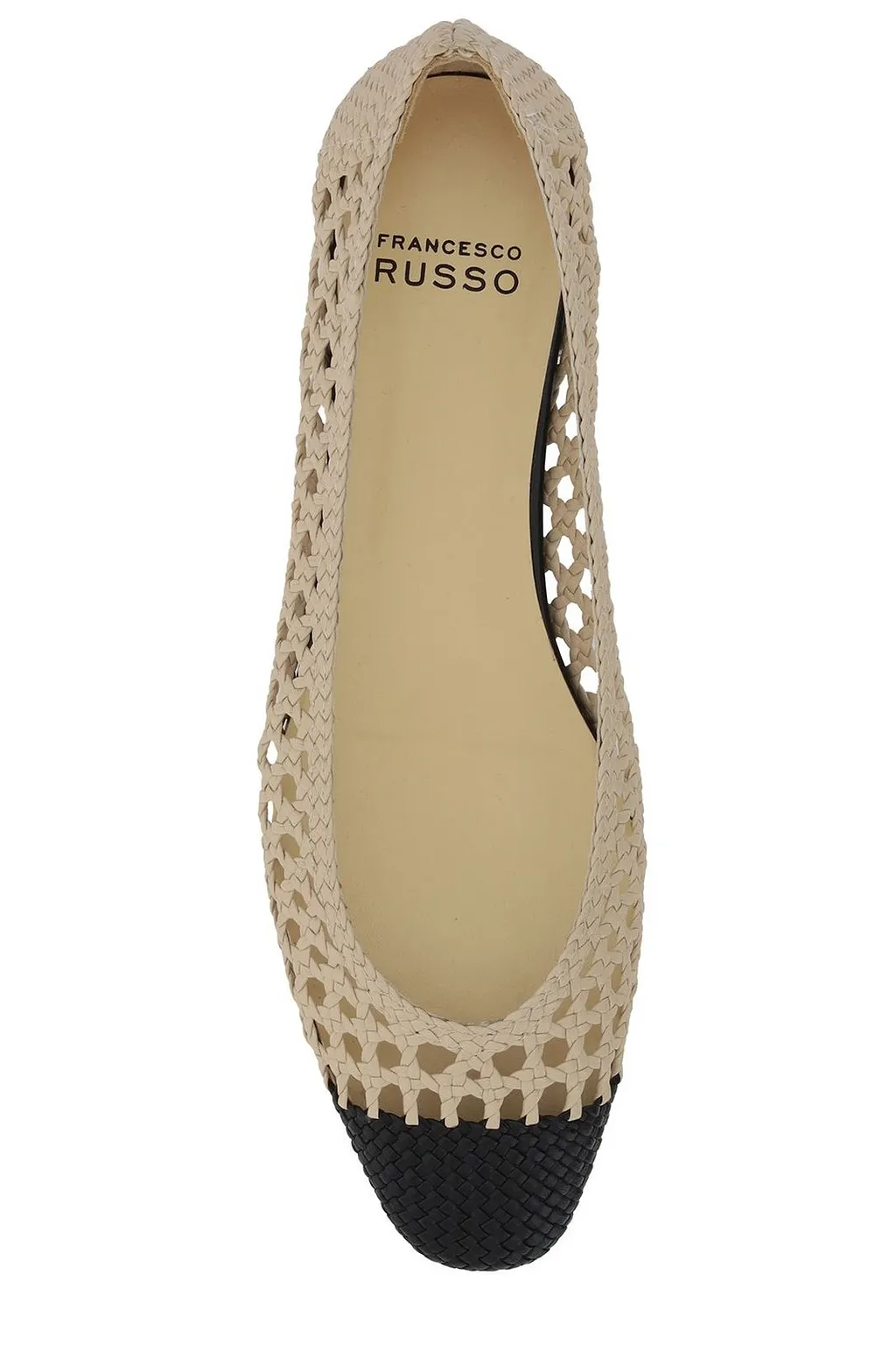 Francesco Russo Cut-Out Derailed Contrasted-Toe Ballerinas