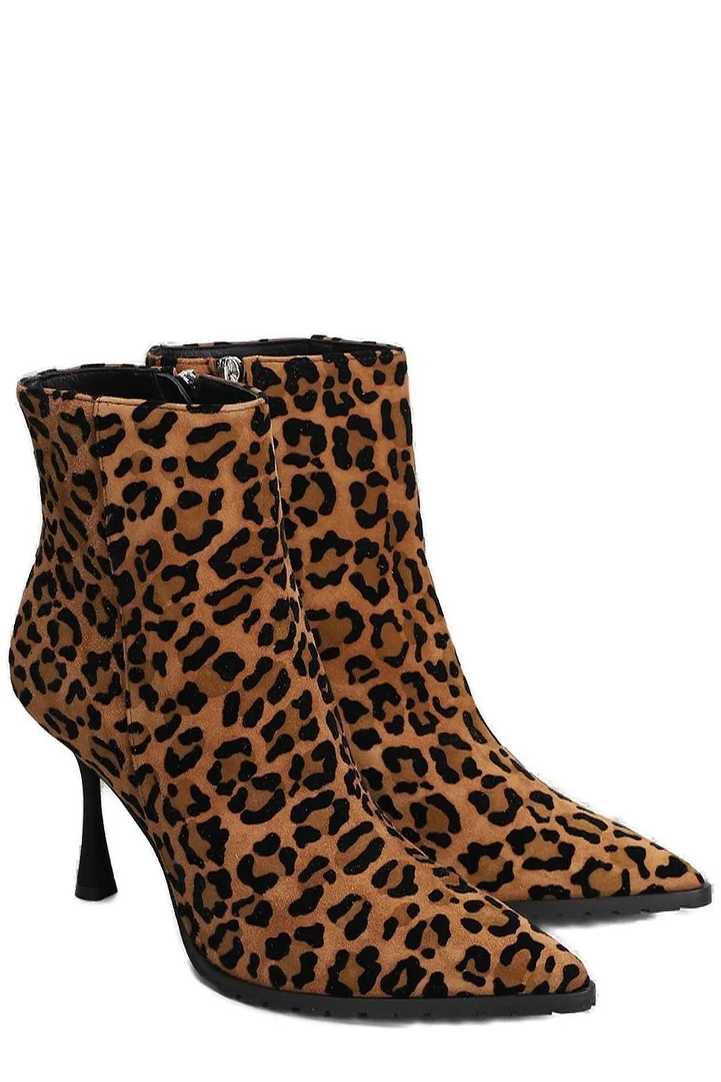 Animal Printed Pointed-Toe Ankle Boots