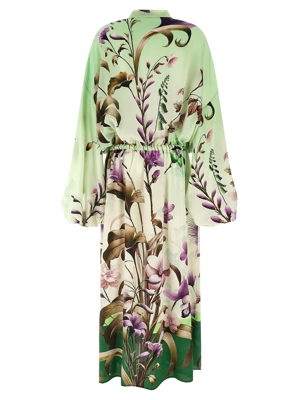 Floral Print Drawstring Long Dress