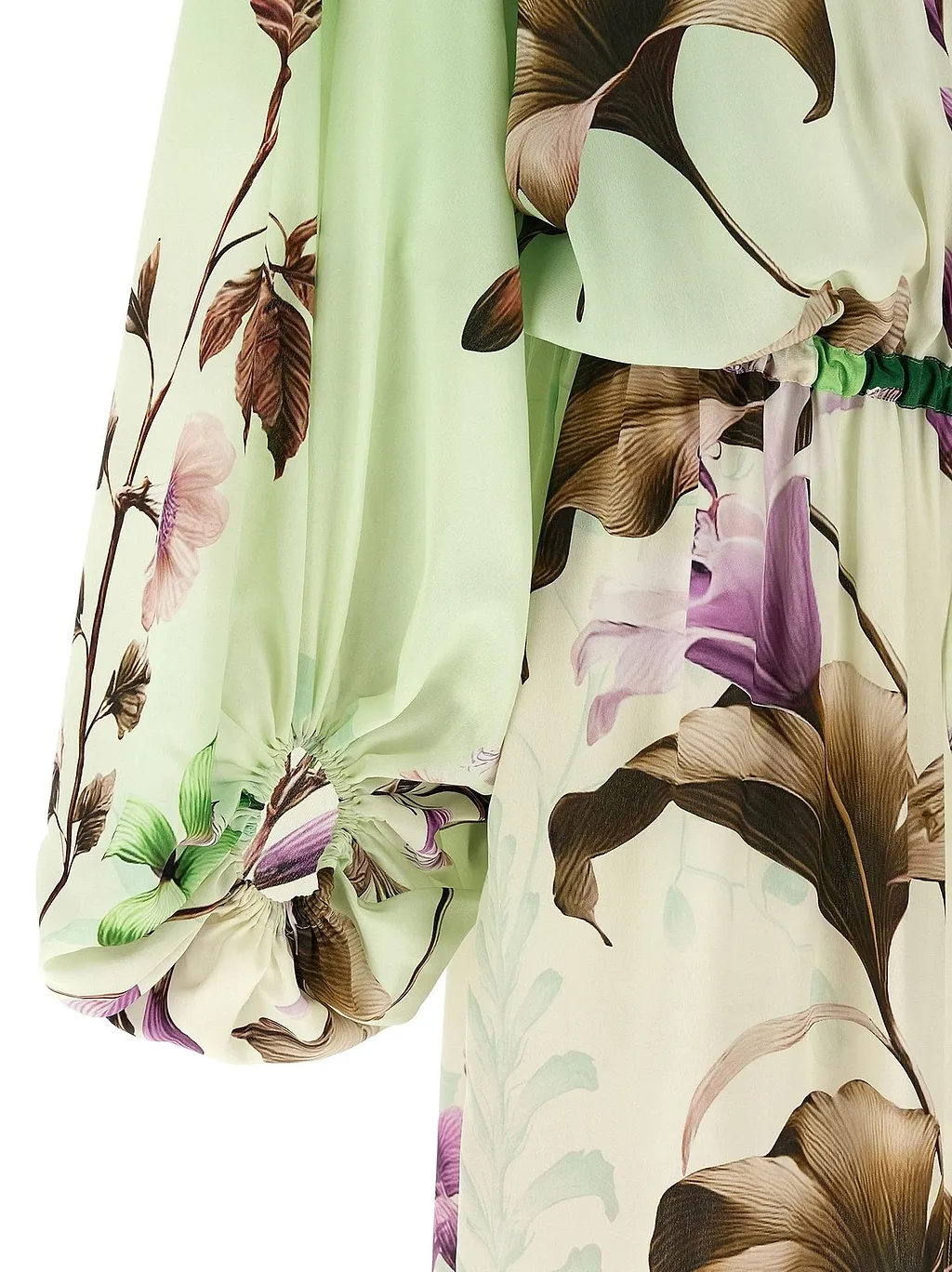 Floral Print Drawstring Long Dress