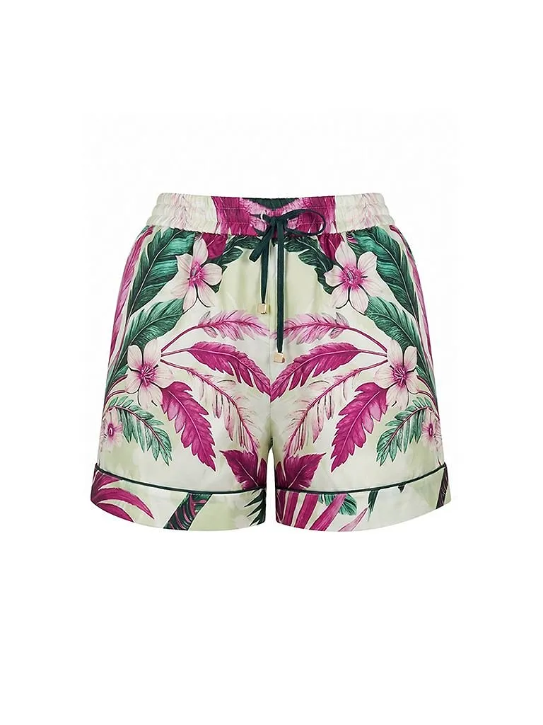 Pattern-Printed Drawstring Shorts