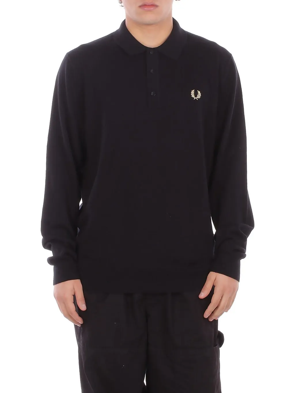 Fred Perry Logo Embroidered Long-Sleeved Polo Shirt