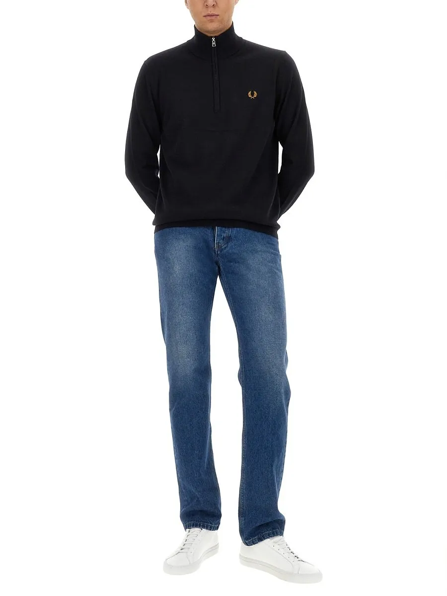 Fred Perry Logo Quarter-Zip Sweater