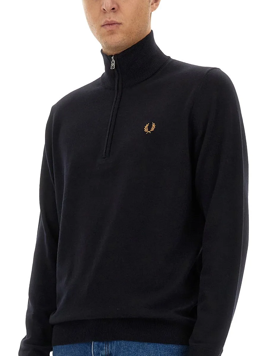 Fred Perry Logo Quarter-Zip Sweater